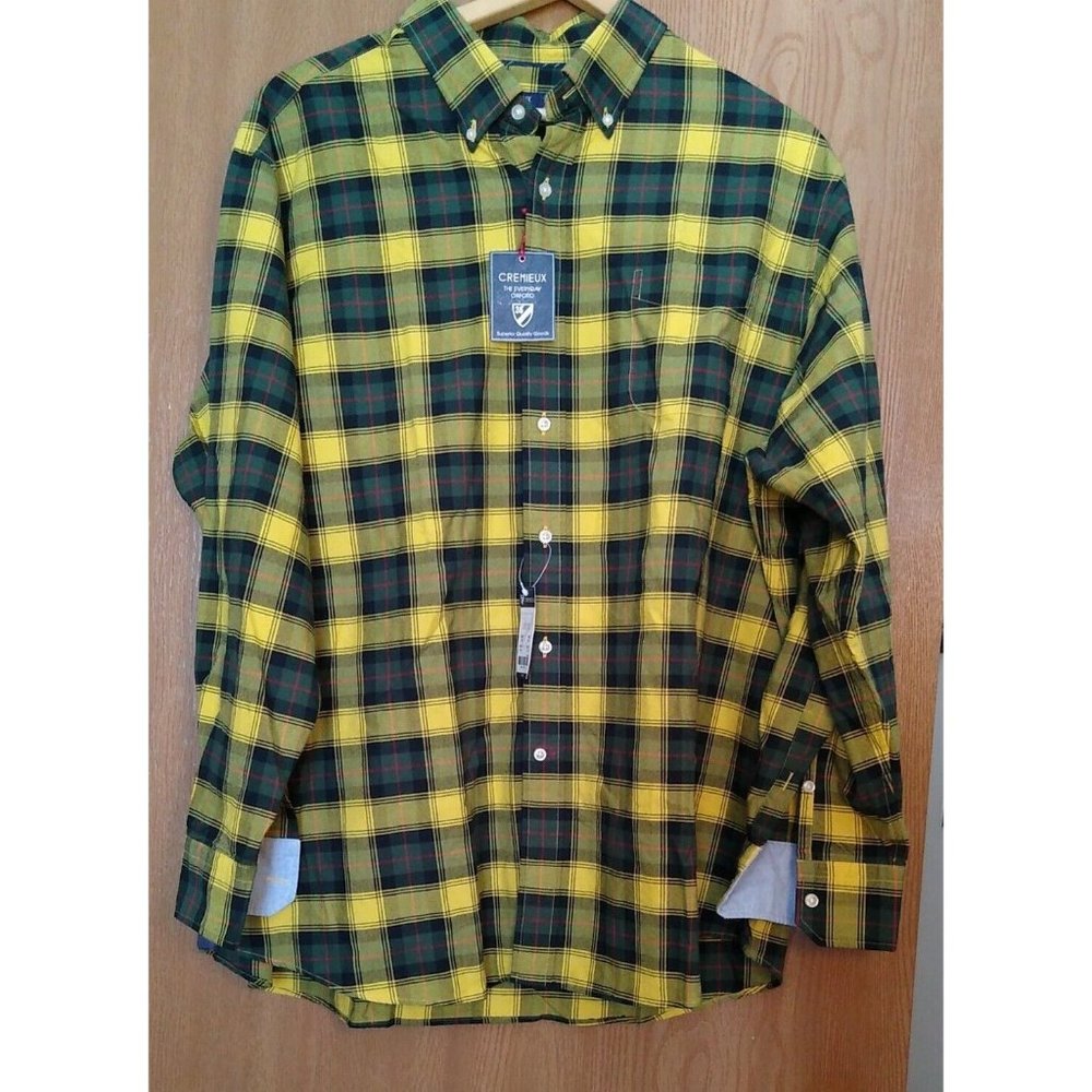 Cremieux Classics Mens Size XXL Long Sleeve Shirt Yellow Plaid New With Tags